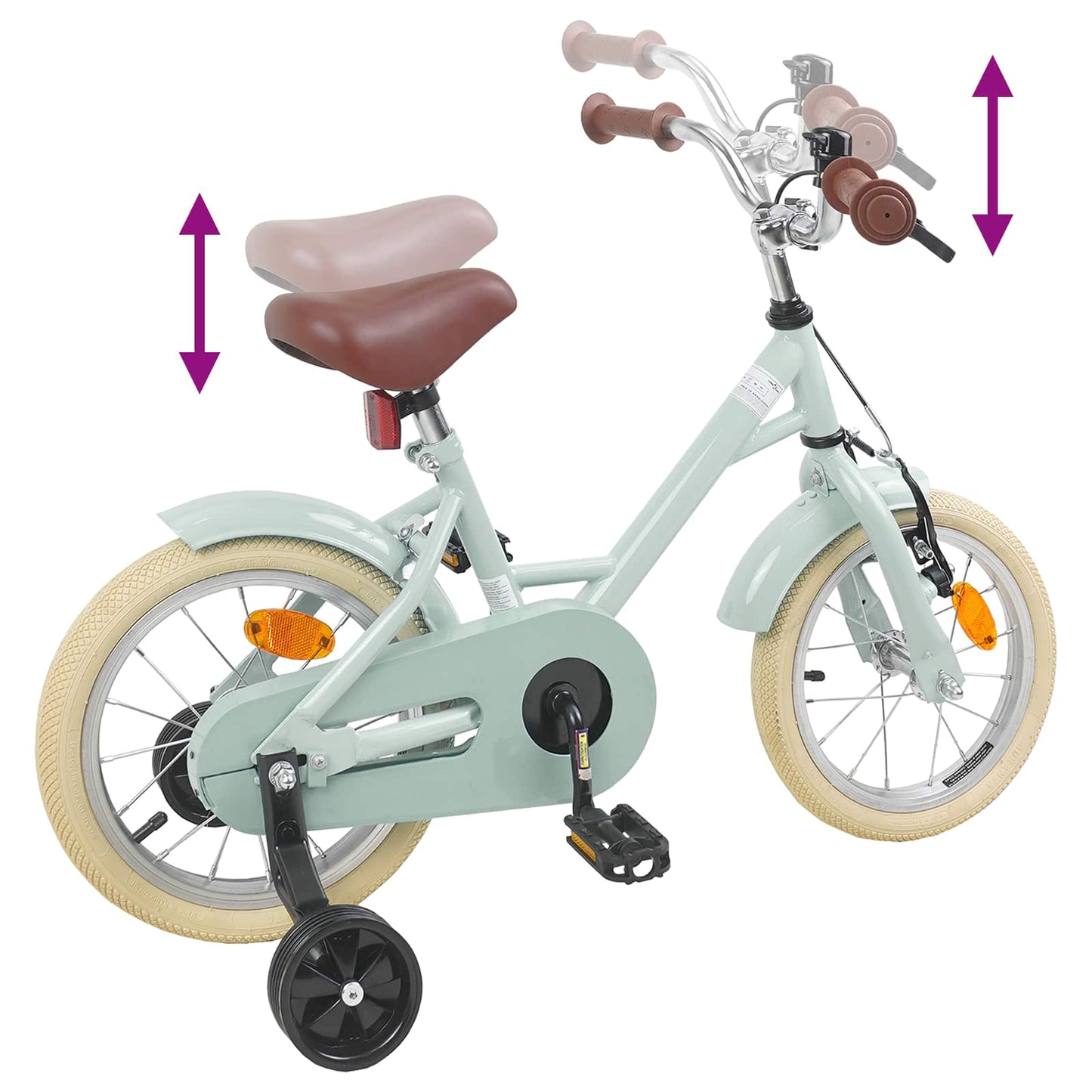 vidaXL Kids Bike 14 Inches for 3-5 Years Old Light Green