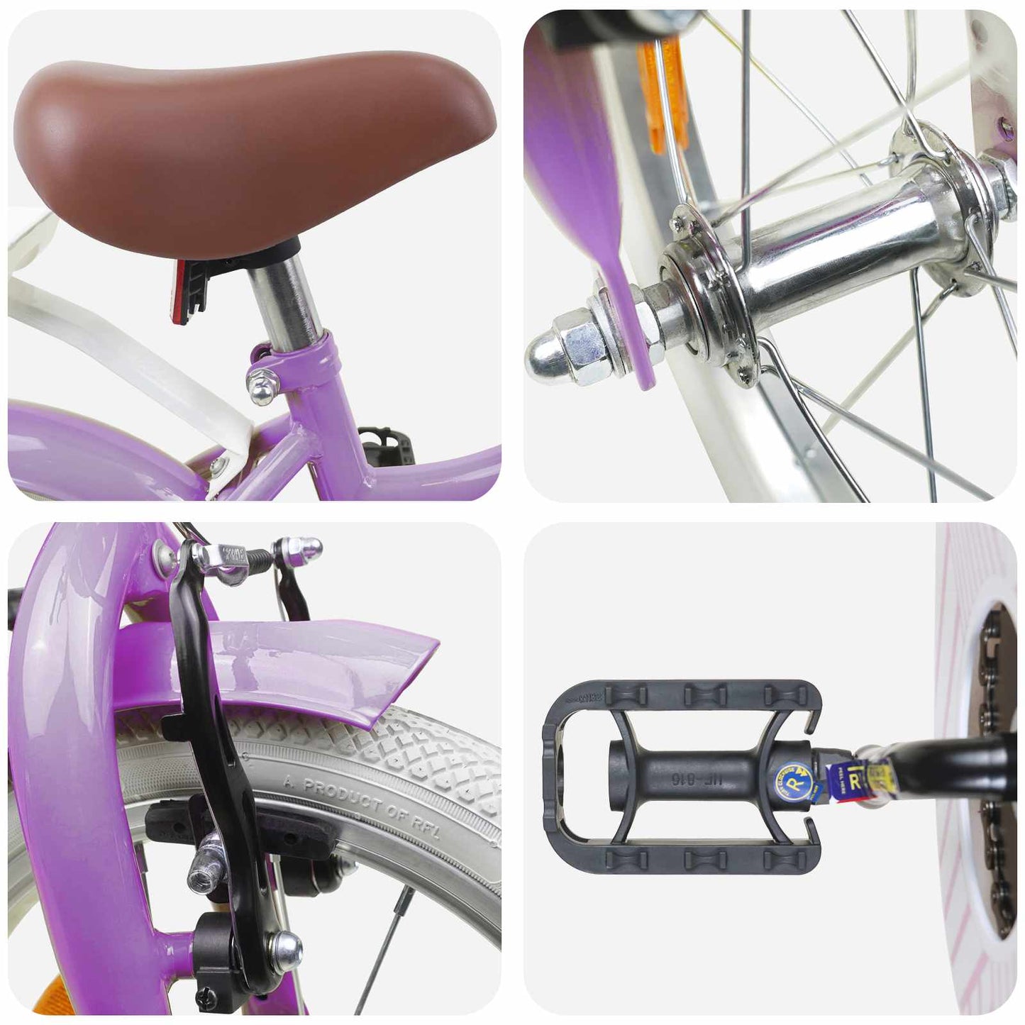 vidaXL Kids Bike 14 Inches for 3-5 Years Old Purple