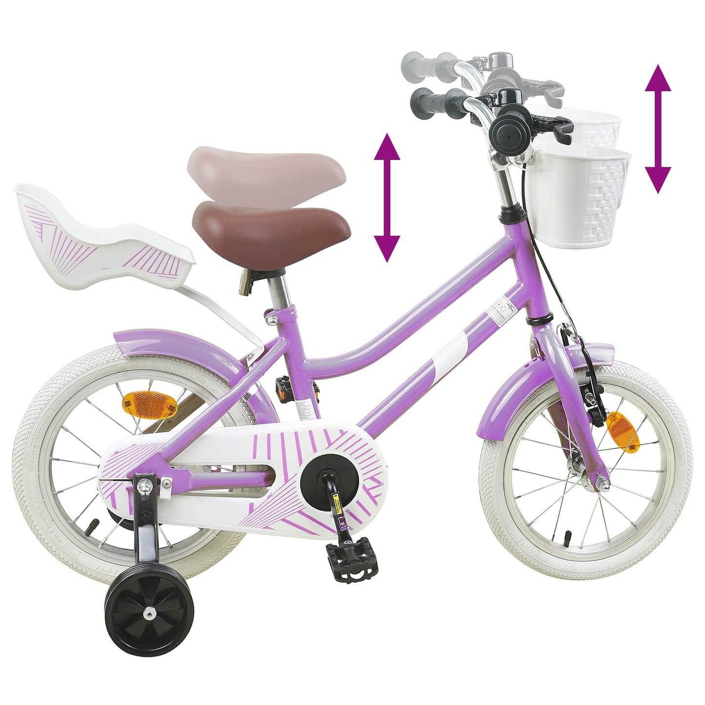 vidaXL Kids Bike 14 Inches for 3-5 Years Old Purple