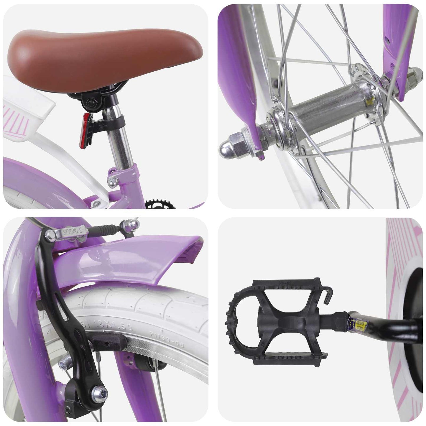 vidaXL Kids Bike 18 Inches for 5-7 Years Old Purple