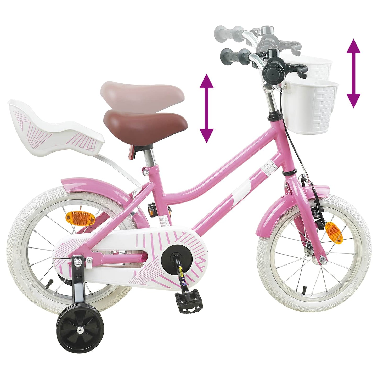 vidaXL Kids Bike 12 Inches for 2-4 Years Old Light Pink