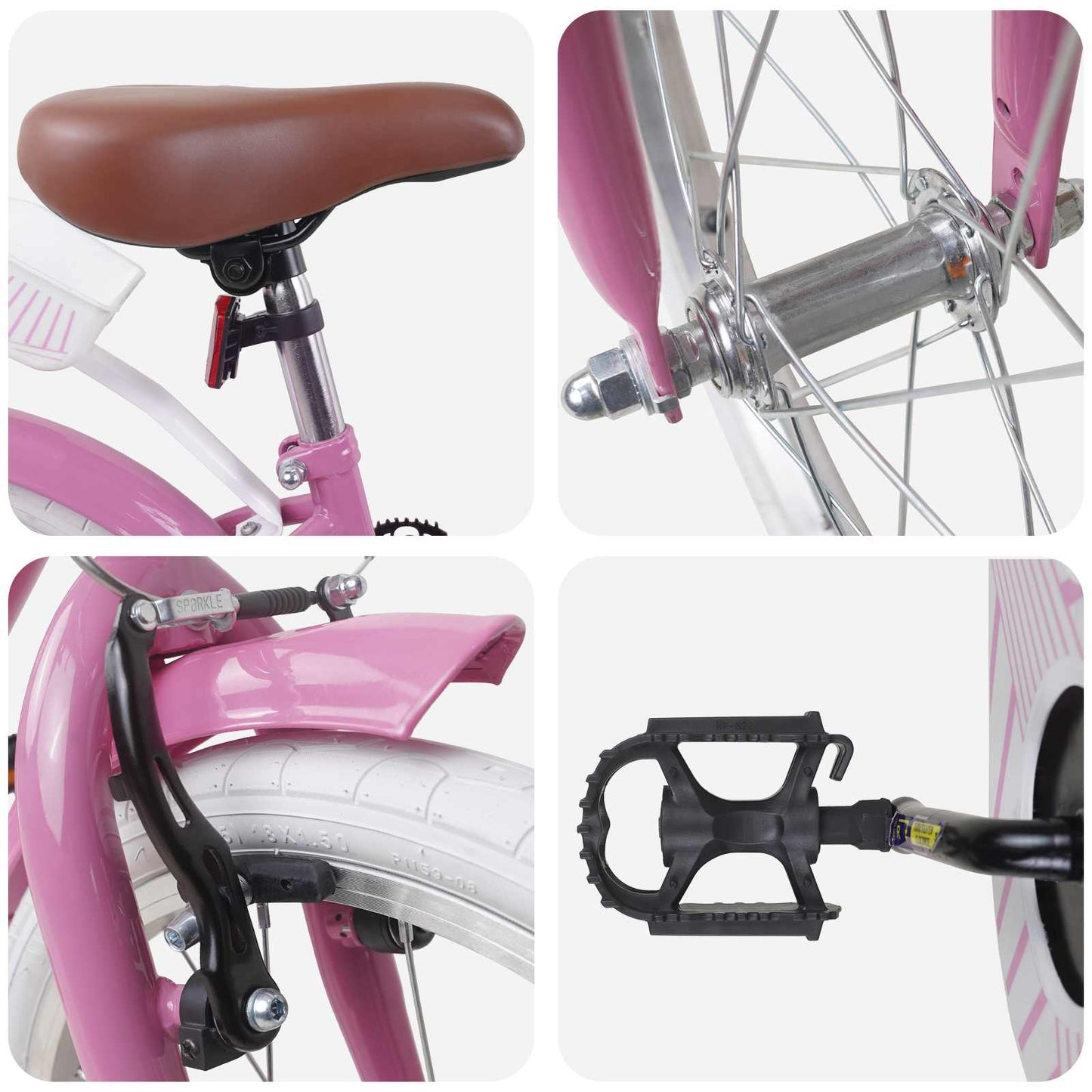 vidaXL Kids Bike 18 Inches for 5-7 Years Old Light Pink