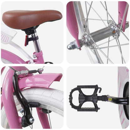 vidaXL Kids Bike 18 Inches for 5-7 Years Old Light Pink