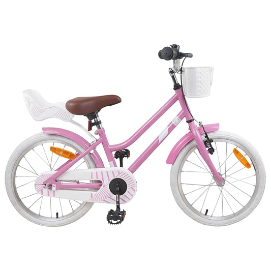 vidaXL Kids Bike 18 Inches for 5-7 Years Old Light Pink