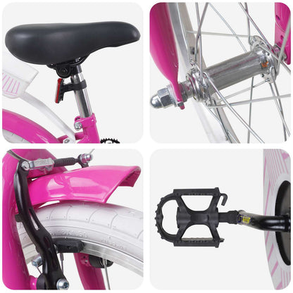 vidaXL Kids Bike 18 Inches for 5-7 Years Old Dark Pink