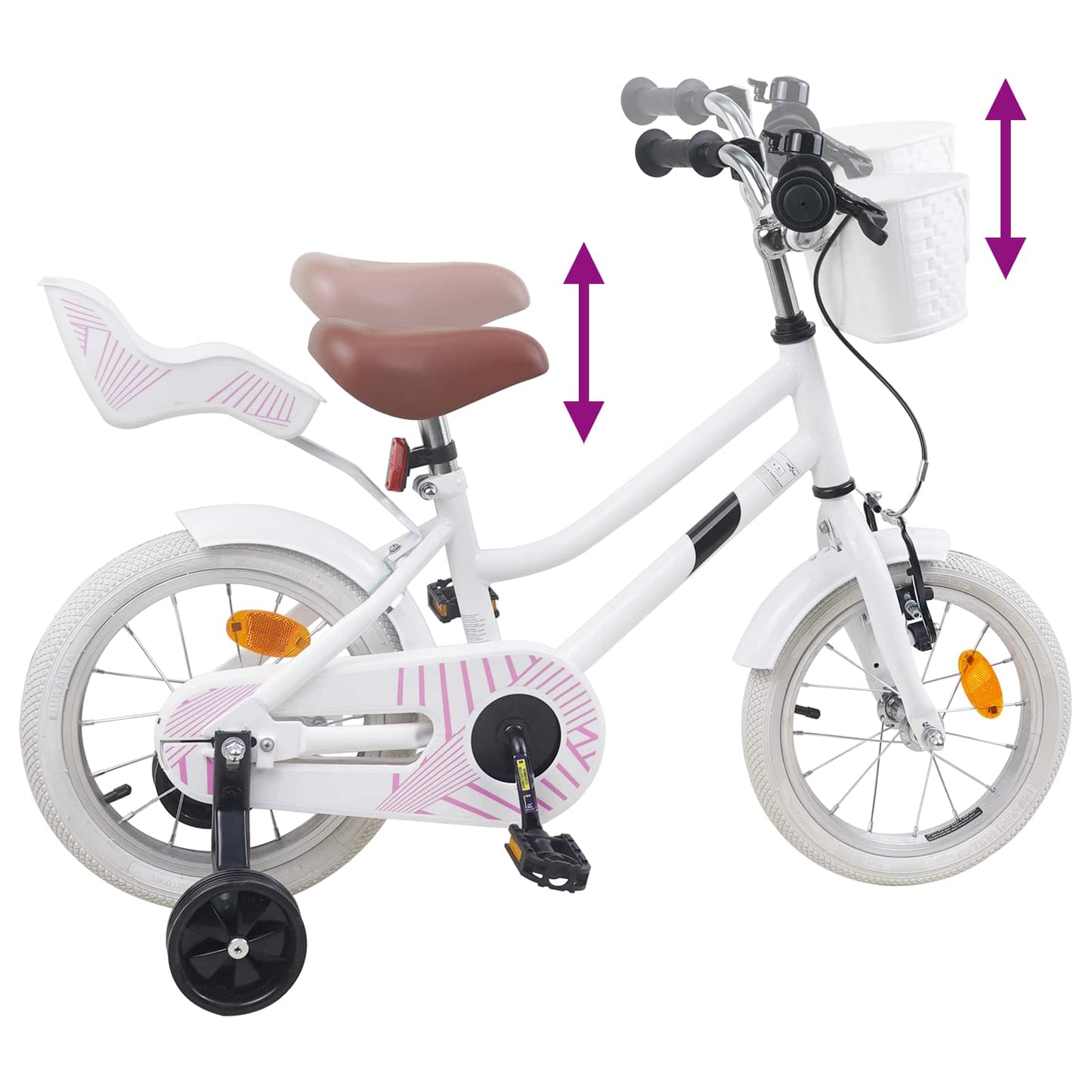 vidaXL Kids Bike 14 Inches for 3-5 Years Old White