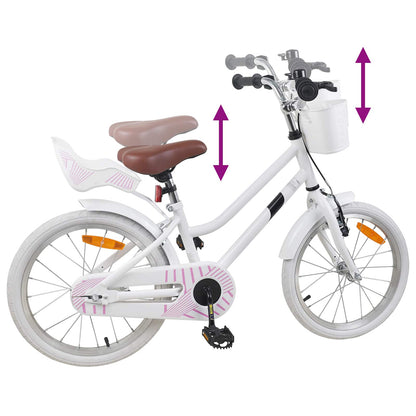 vidaXL Kids Bike 18 Inches for 5-7 Years Old White