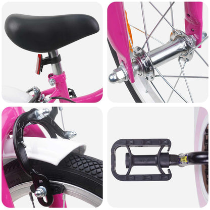 vidaXL Kids Bike 14 Inches for 3-5 Years Old Pink White