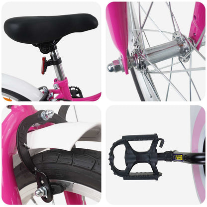 vidaXL Kids Bike 18 Inches for 5-7 Years Old Pink White
