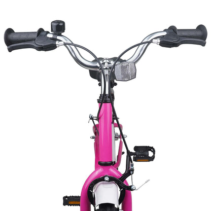 vidaXL Kids Bike 18 Inches for 5-7 Years Old Pink White