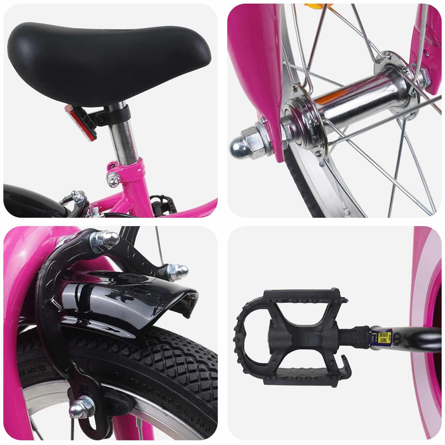 vidaXL Kids Bike 16 Inches for 4-6 Years Old Pink Black