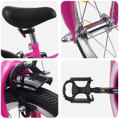 vidaXL Kids Bike 16 Inches for 4-6 Years Old Pink Black