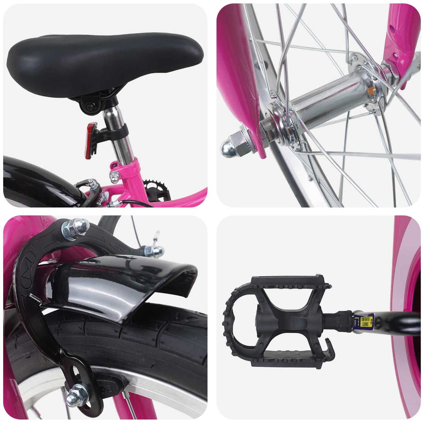 vidaXL Kids Bike 18 Inches for 5-7 Years Old Pink Black