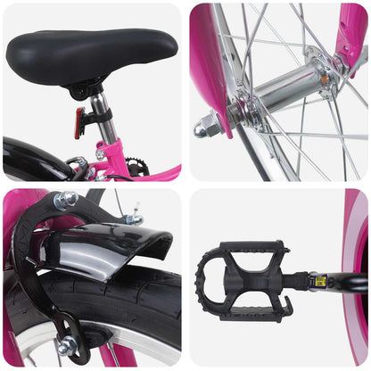 vidaXL Kids Bike 18 Inches for 5-7 Years Old Pink Black