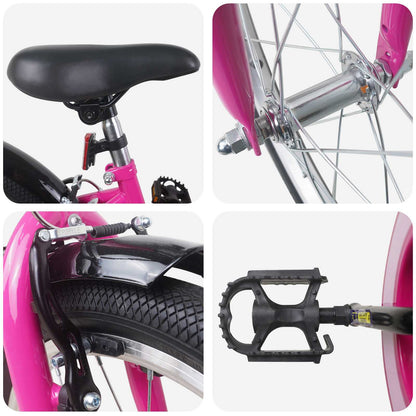 vidaXL Kids Bike 24 Inches for 8-12 Years Old Pink Black