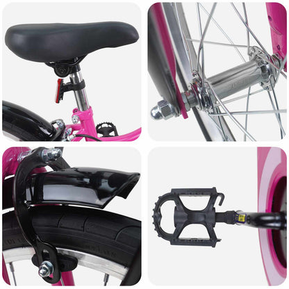 vidaXL Kids Bike 18 Inches for 5-7 Years Old Pink and Black