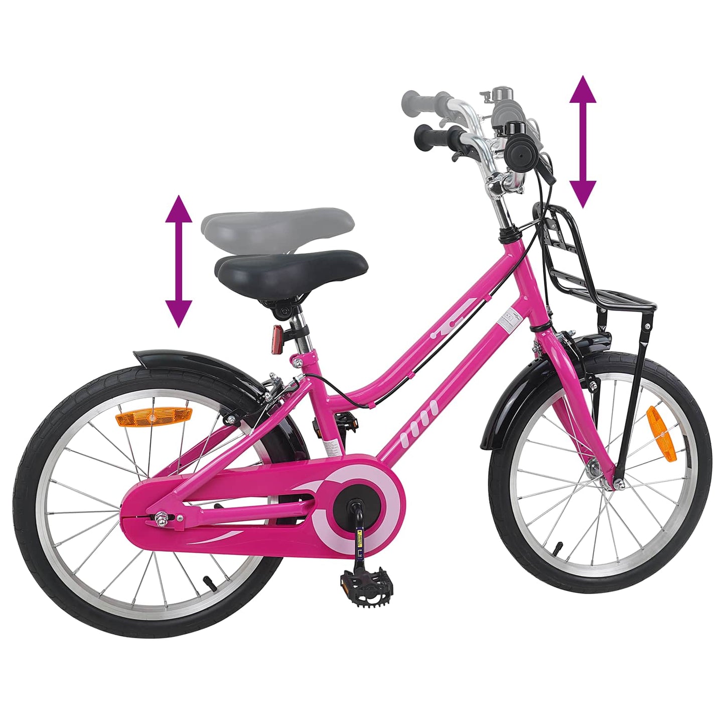 vidaXL Kids Bike 18 Inches for 5-7 Years Old Pink and Black