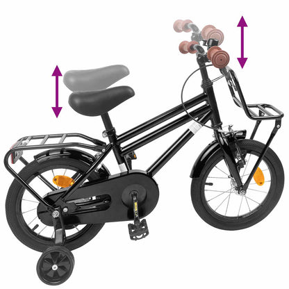 vidaXL Kids Bike 12 Inches for 2-4 Years Old Black