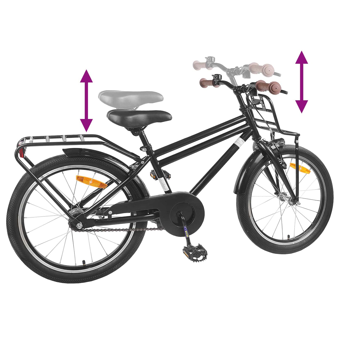 vidaXL Kids Bike 22 Inches for 7-12 Years Old Black