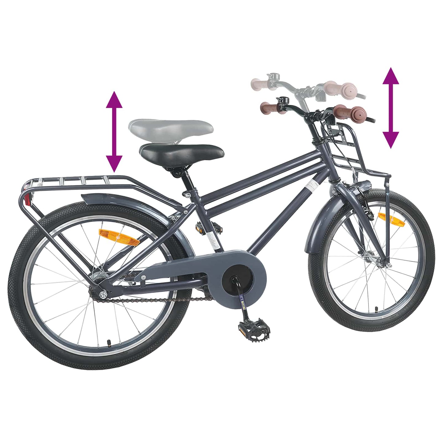 vidaXL Kids Bike 18 Inches for 5-7 Years Old Dark Grey