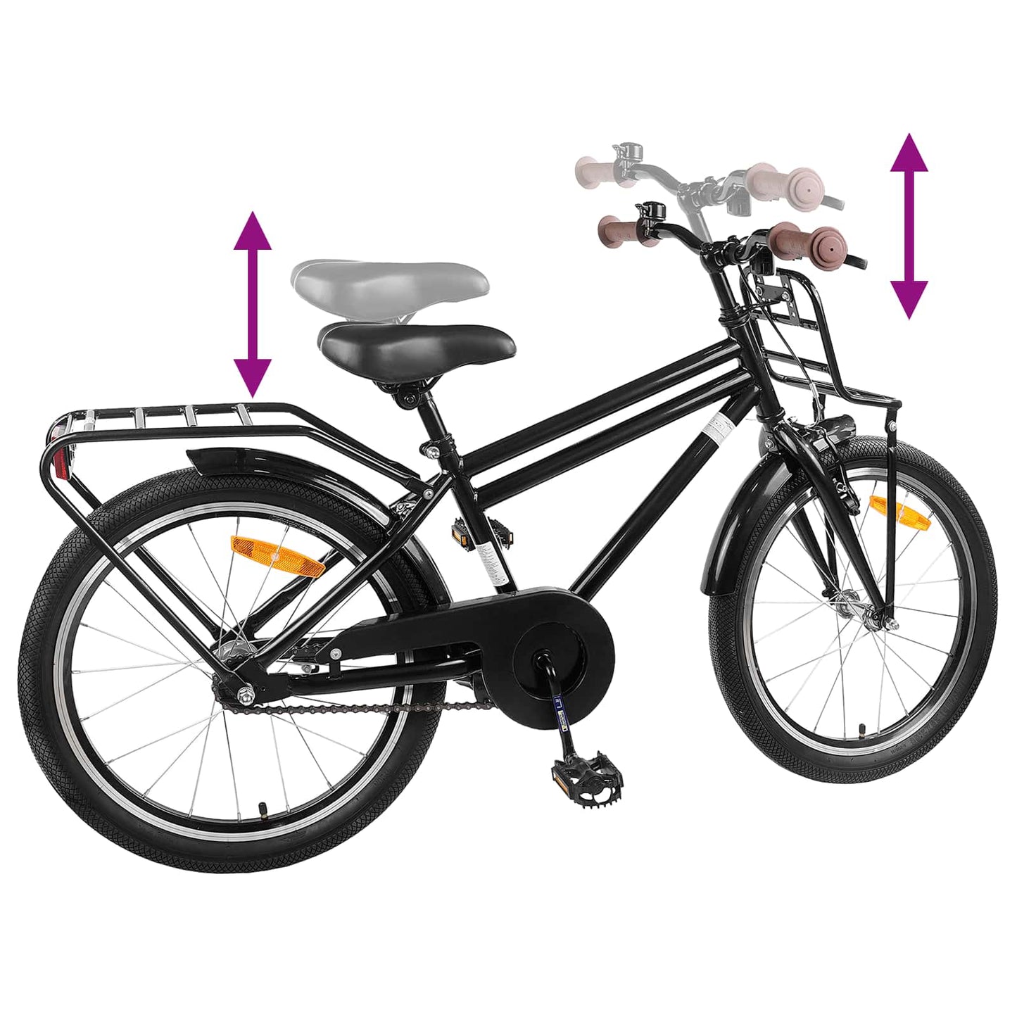 vidaXL Kids Bike 22 Inches for 7-12 Years Old Black