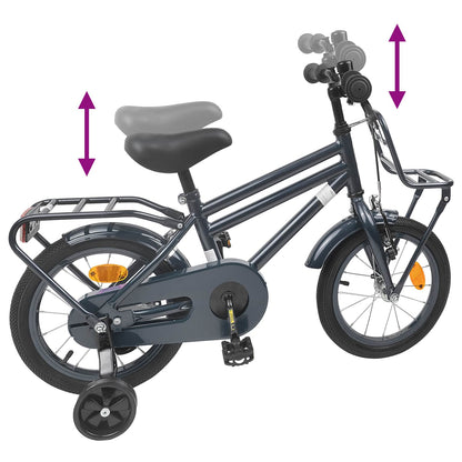 vidaXL Kids Bike 14 Inches for 3-5 Years Old Dark Grey