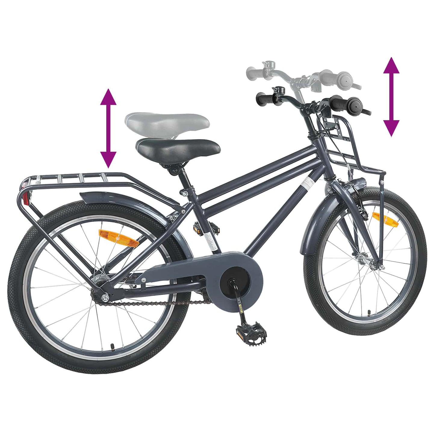 vidaXL Kids Bike 20 Inches for 6-11 Years Old Dark Grey