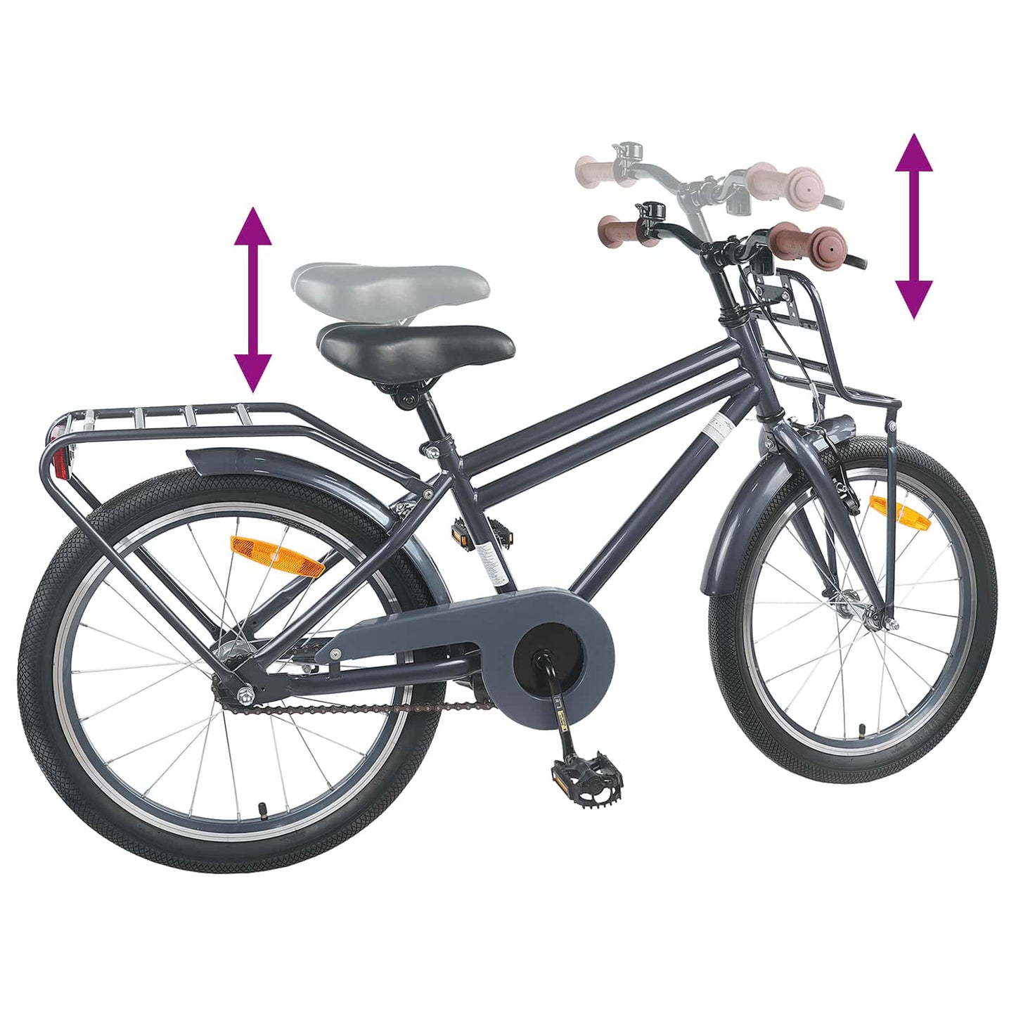 vidaXL Kids Bike 22 Inches for 7-12 Years Old Dark Grey