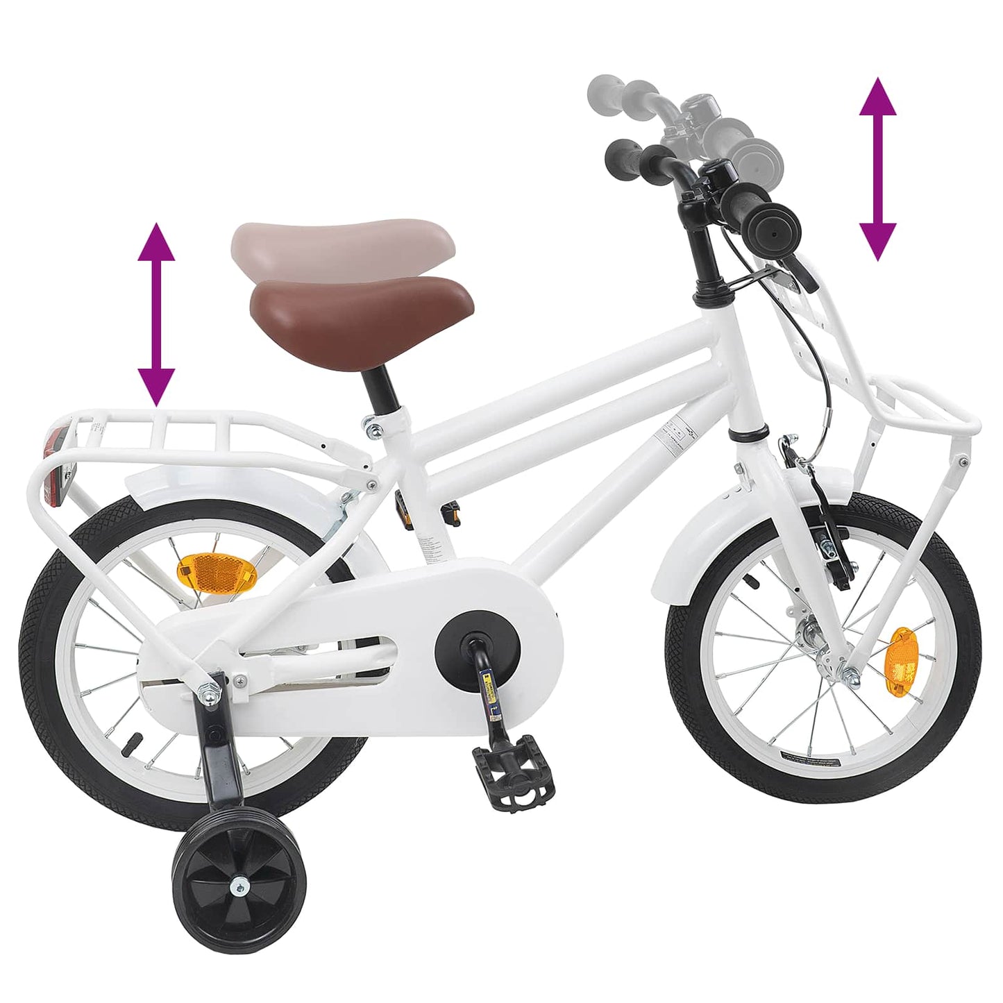 vidaXL Kids Bike 14 Inches for 3-5 Years Old White