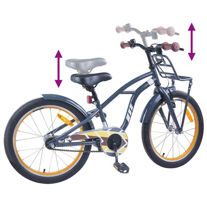 vidaXL Kids Bike 18 Inches for 5-7 Years Old Dark Grey