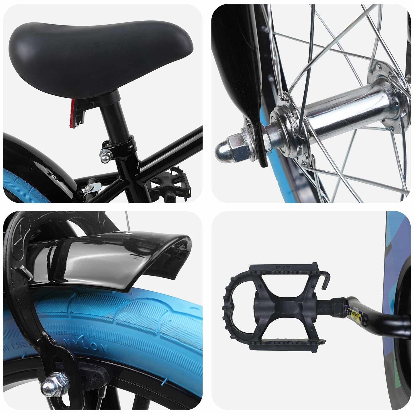 vidaXL Kids Bike 16'' for 4-6 Years Old Black
