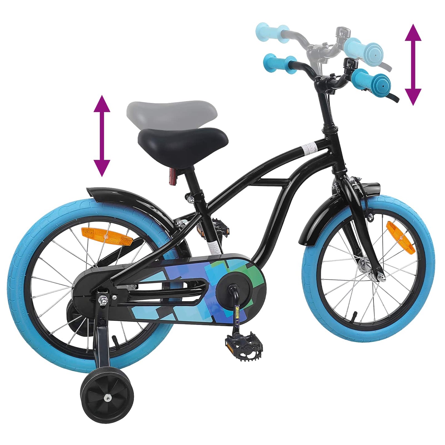 vidaXL Kids Bike 16'' for 4-6 Years Old Black