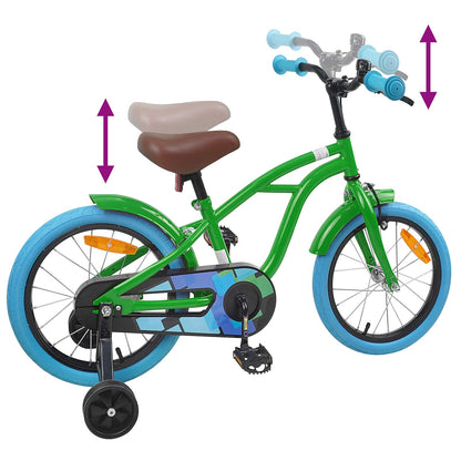 vidaXL Kids Bike 16'' for 4-6 Years Old Green