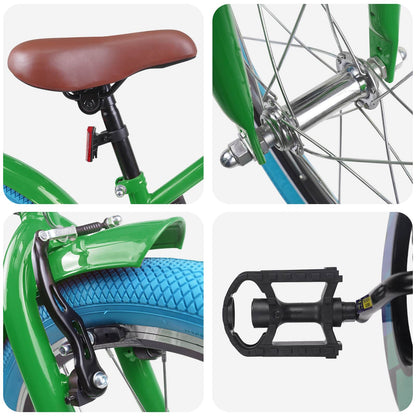 vidaXL Kids Bike 18 Inches for 5-7 Years Old Green