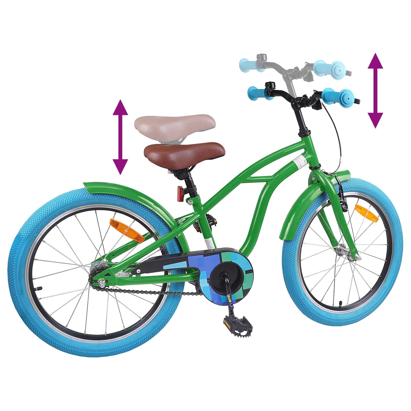 vidaXL Kids Bike 18 Inches for 5-7 Years Old Green