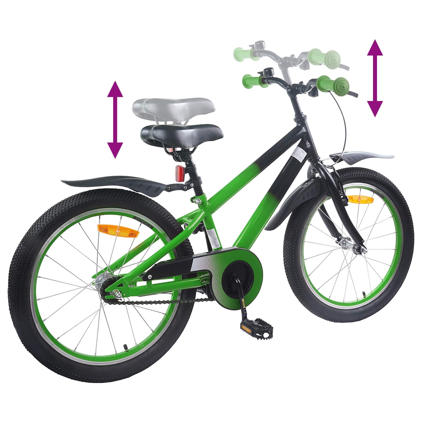 vidaXL Kids Bike 22 Inches for 7-12 Years Old Green Black