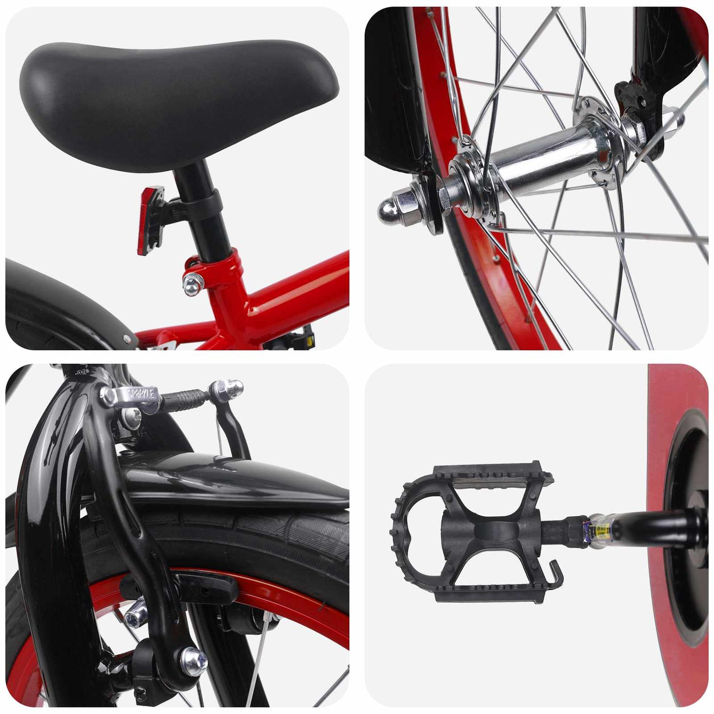 vidaXL Kids Bike 16 Inches for 4-6 Years Old Red Black