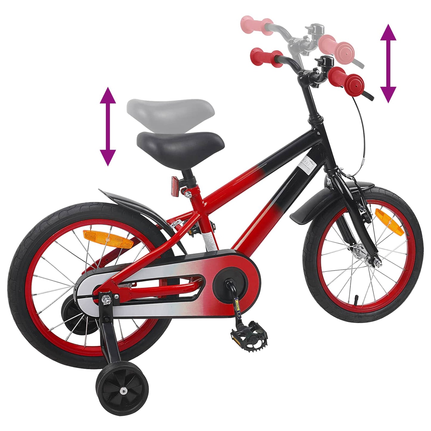 vidaXL Kids Bike 16 Inches for 4-6 Years Old Red Black