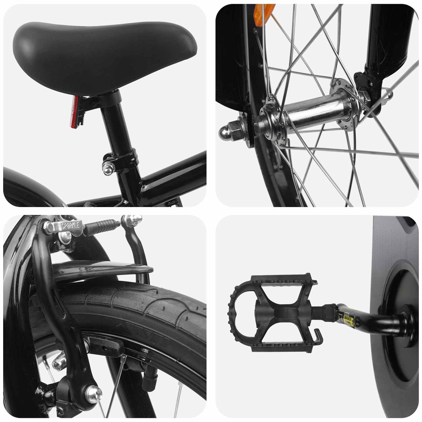 vidaXL Kids Bike 16 Inches for 4-6 Years Old Black