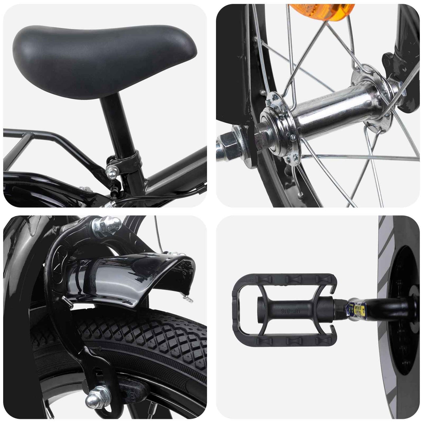 vidaXL Kids Bike 16 Inches for 4-6 Years Old Black