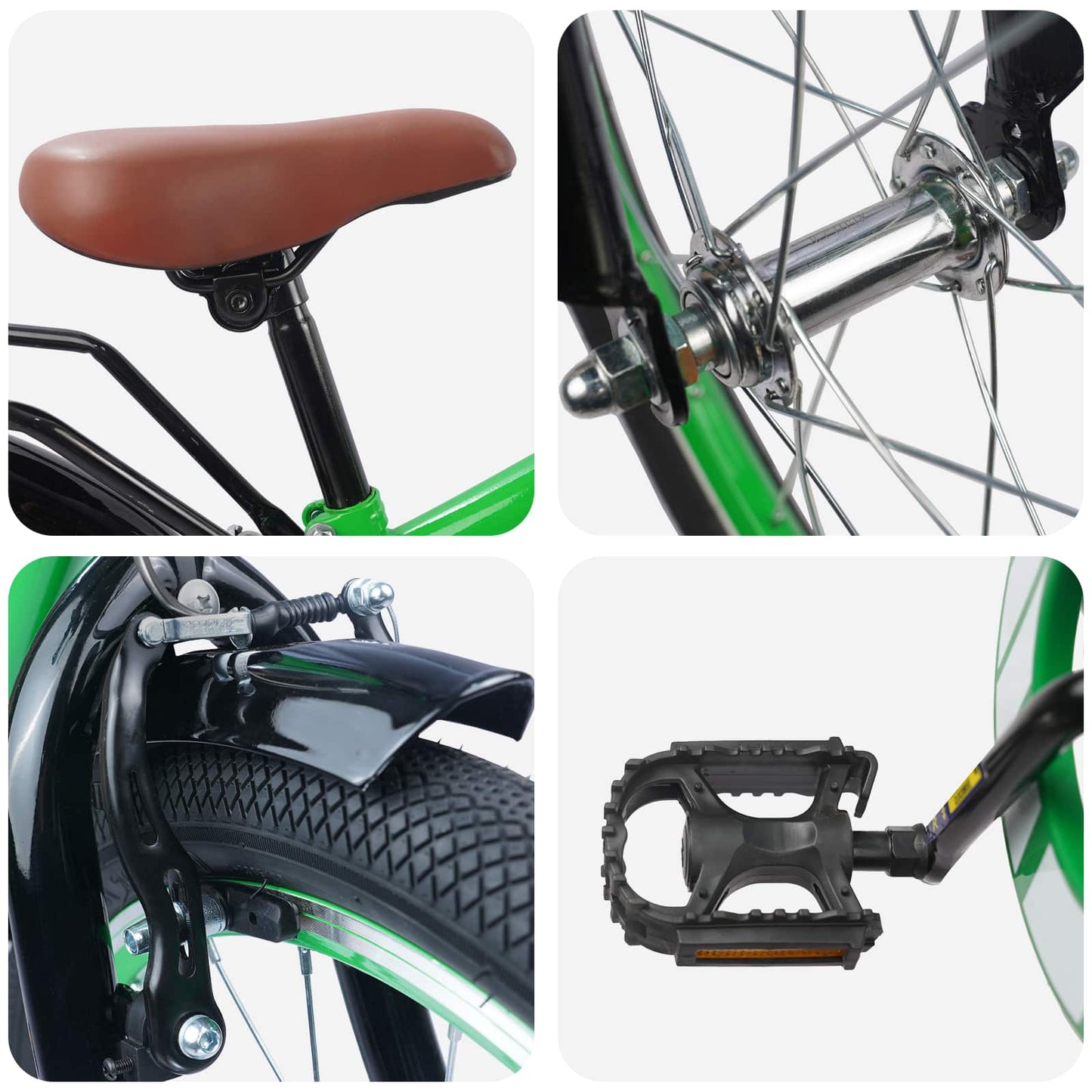 vidaXL Kids Bike 18 Inches for 5-7 Years Old Green