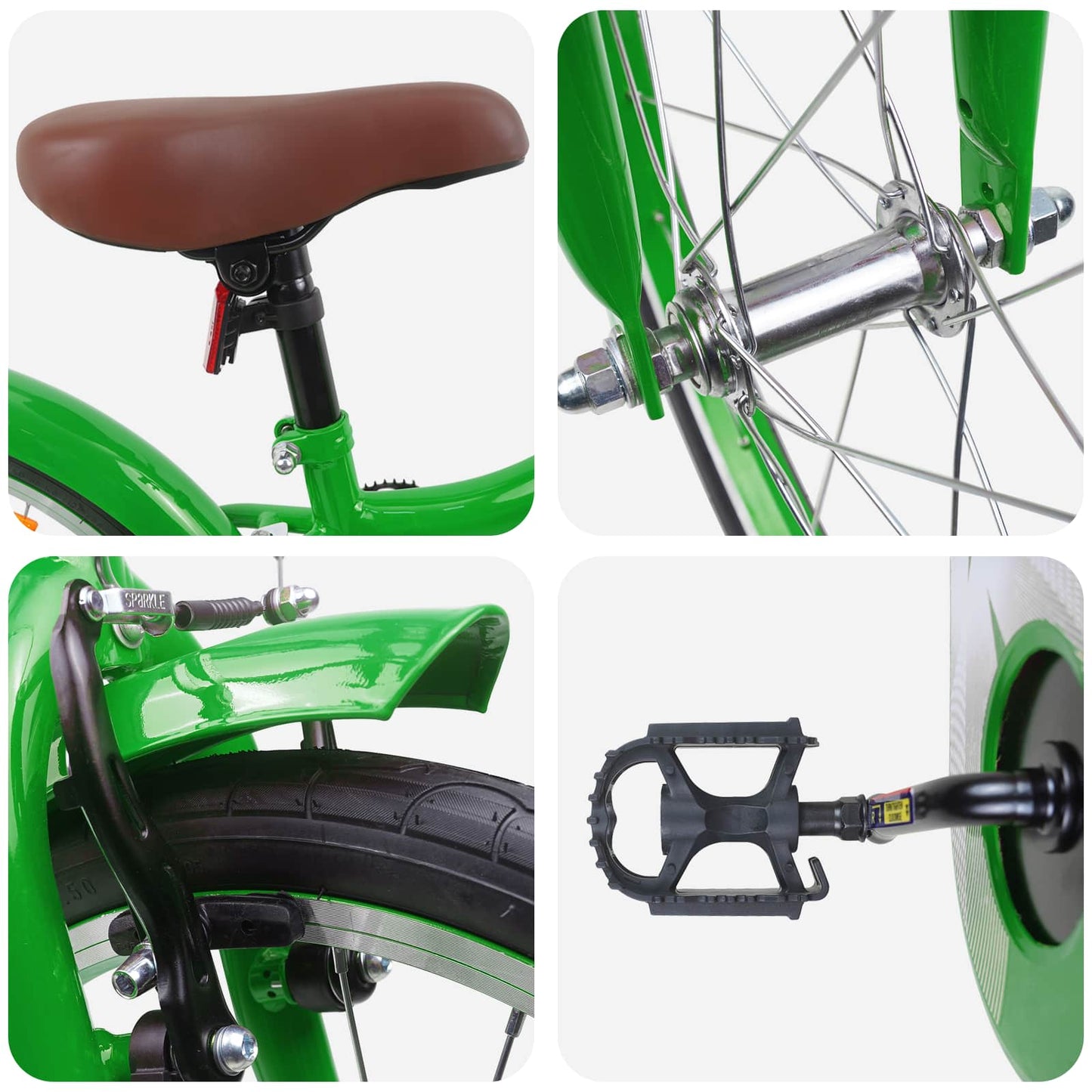 vidaXL Kids Bike 18 Inches for 5-7 Years Old Green