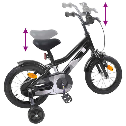 vidaXL Kids Bike 12 Inches for 2-4 Years Old Black