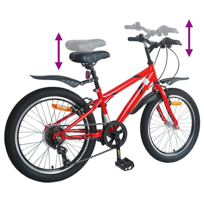 vidaXL Kids Bike 20'' 6-Speed for 6-11 Years Old Red