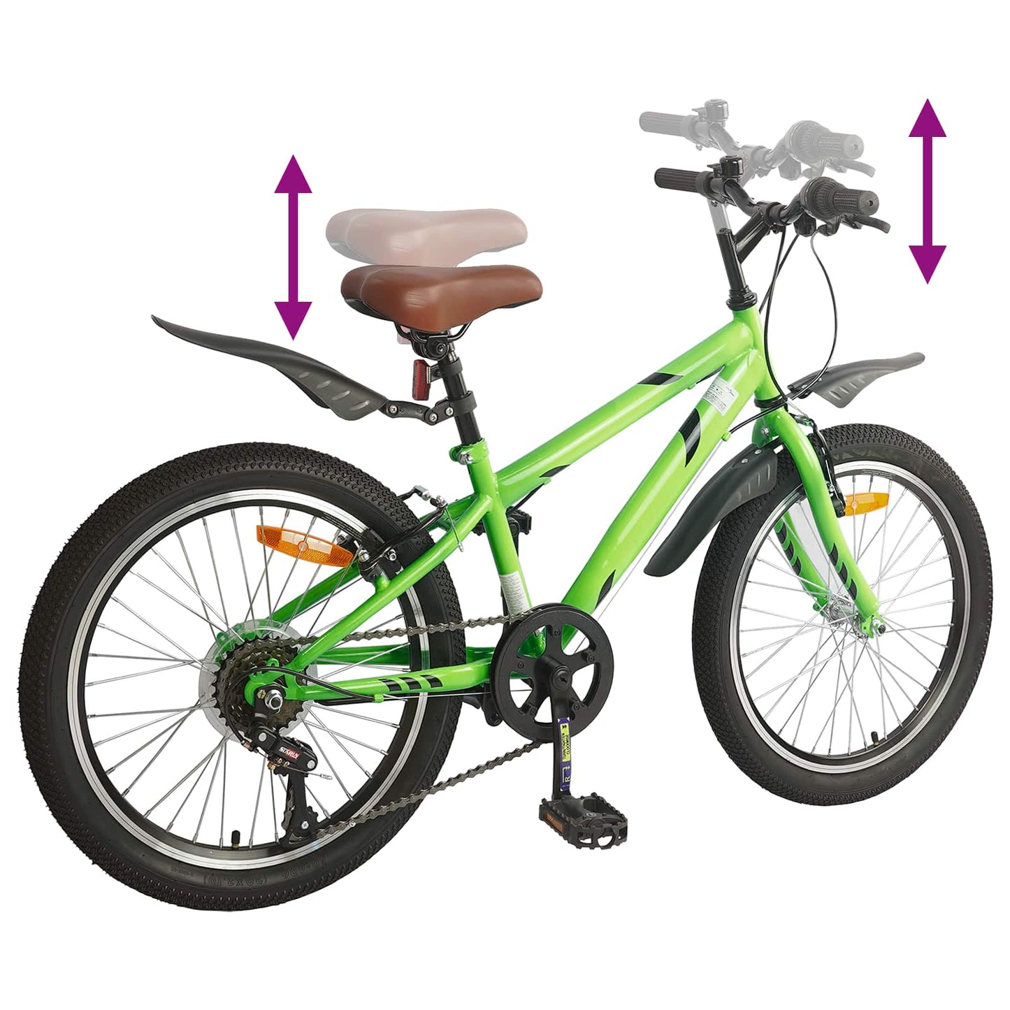 vidaXL Kids Bike 20'' 6-Speed for 6-11 Years Old Green