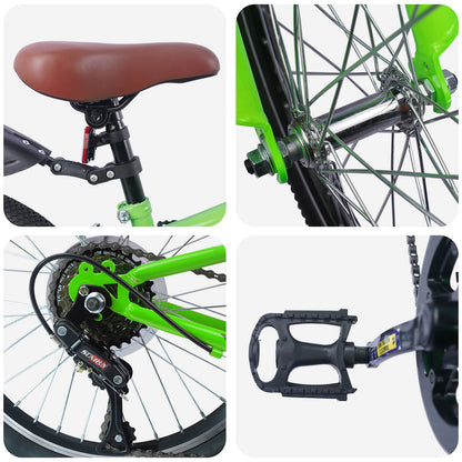 vidaXL Kids Bike 24'' 6-Speed for 8-12 Years Old Green
