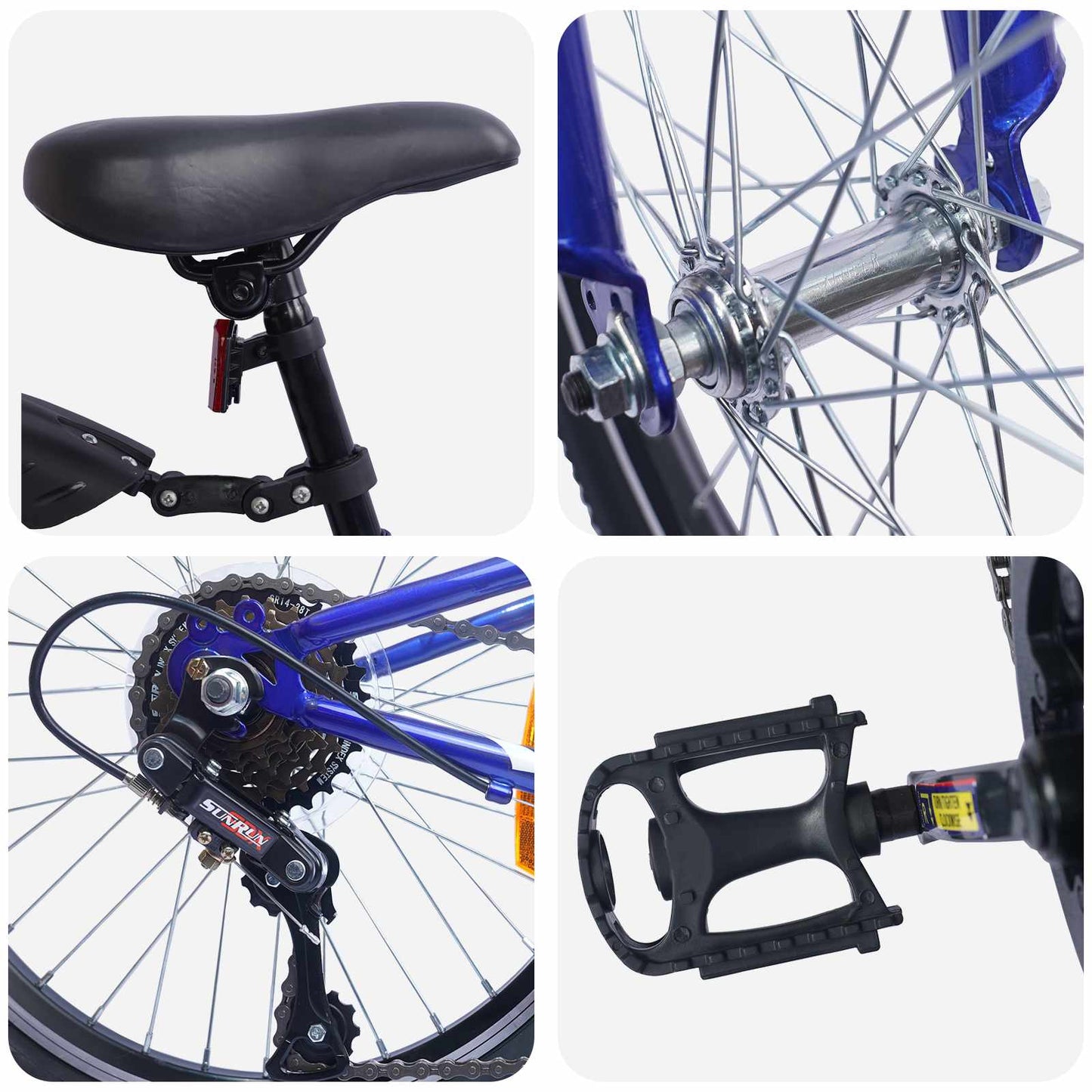 vidaXL Kids Bike 20'' 6-Speed for 6-11 Years Old Dark Blue