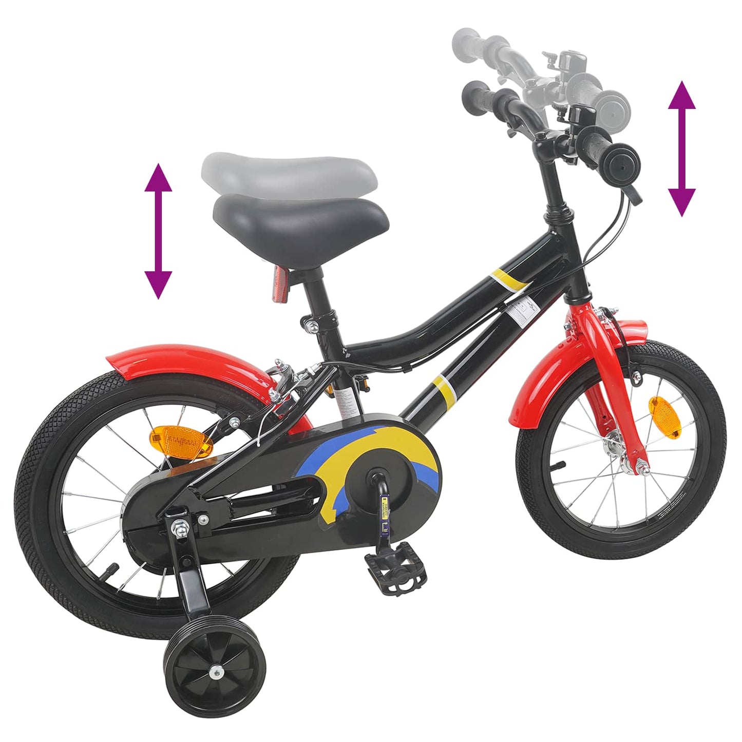 vidaXL Kids Bike 12 Inches for 2-4 Years Old Black Red