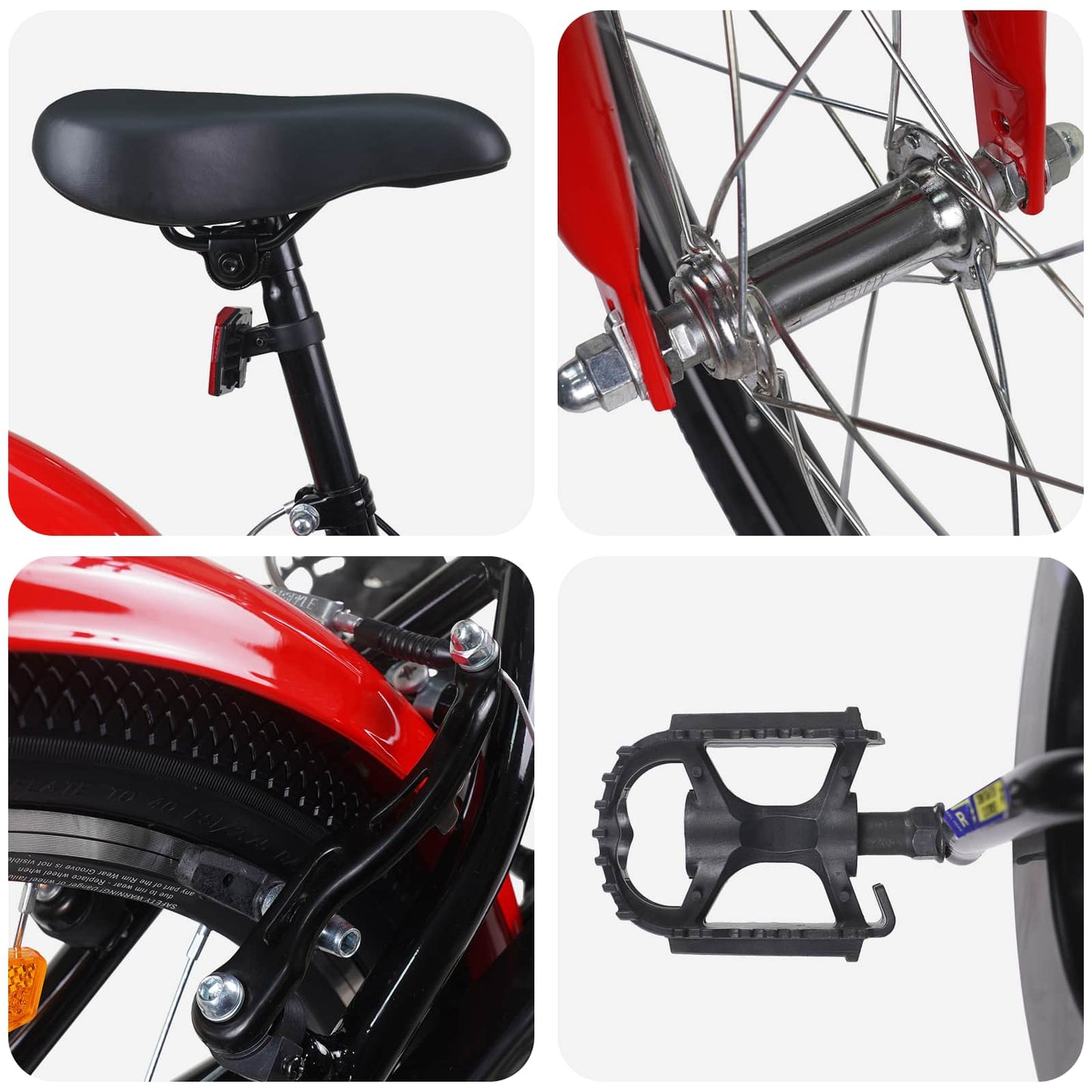 vidaXL Kids Bike 22 Inches for 7-12 Years Old Black Red
