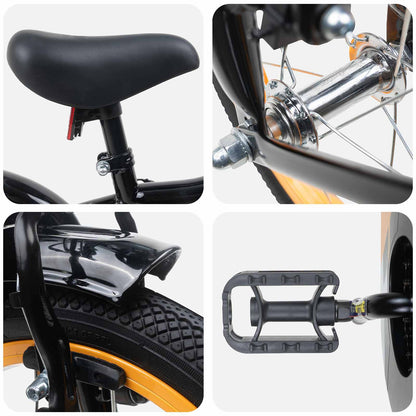 vidaXL Kids Bike 16 Inches for 4-6 Years Old Orange Black